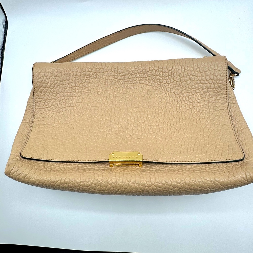 Burberry Pebbled Leather Clutch Bag - Beige